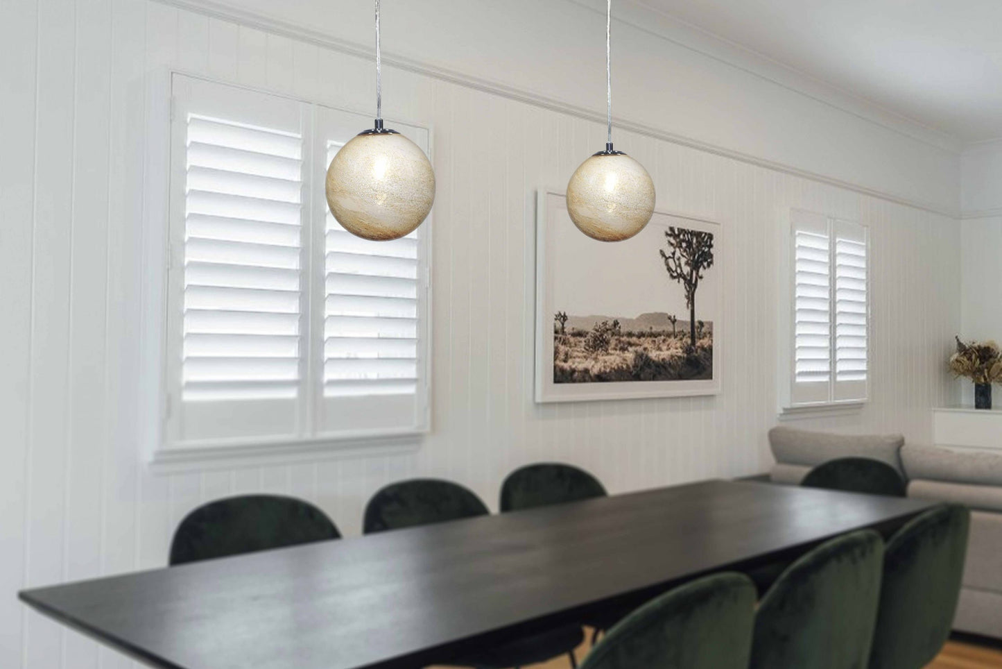 Sandstone - Handblown Glass Pendant Lamp – Adjustable Ceiling Light with Bulb Included