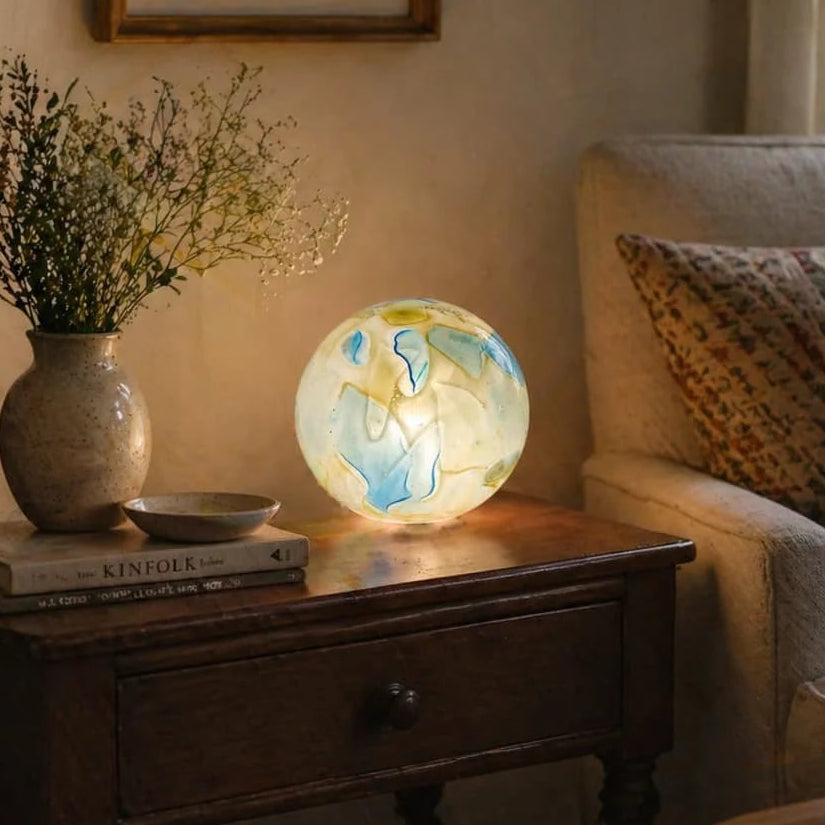 StoreCORE Handblown Glass Orb Lamp 18cm | Planet Globe Light, Colour Changing, Remote & App