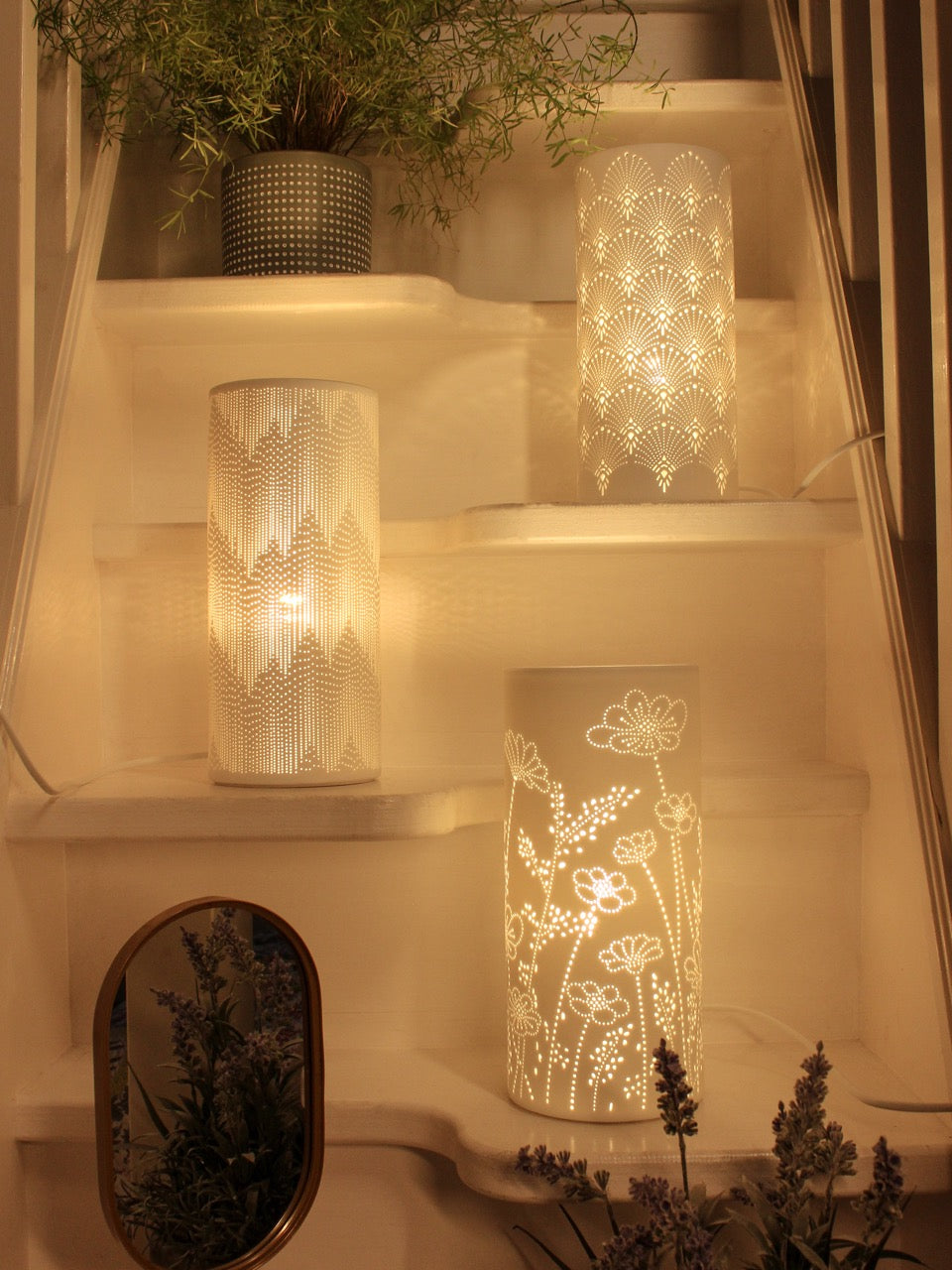 Handmade Peacock Flair Porcelain Column Lamp