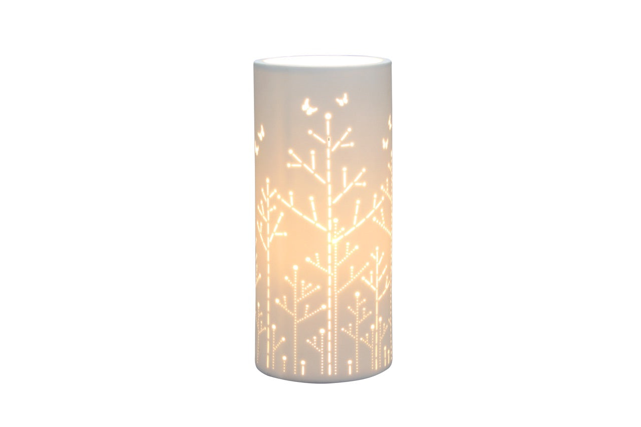 Handmade Butterflies Porcelain Column Lamp
