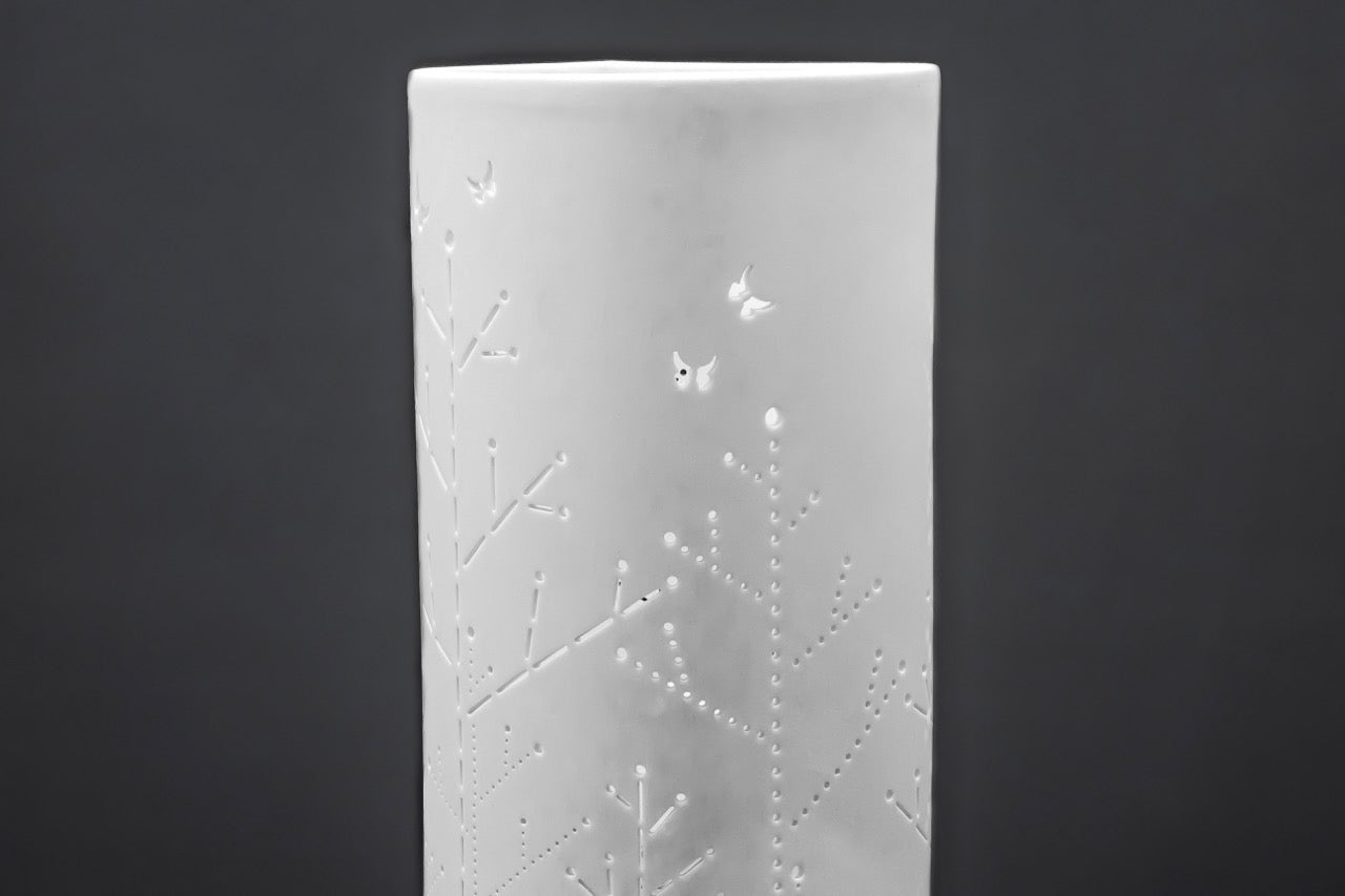 Handmade Butterflies Porcelain Column Lamp