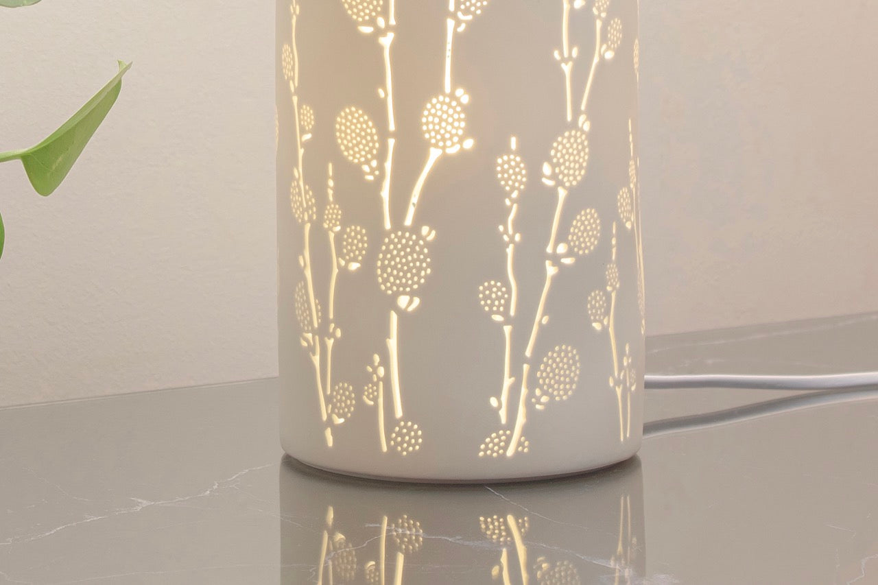 Handmade Blooming Branches Porcelain Column Lamp