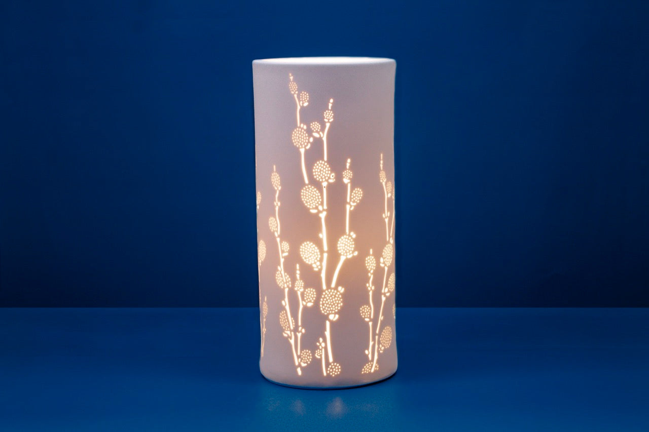 Handmade Blooming Branches Porcelain Column Lamp