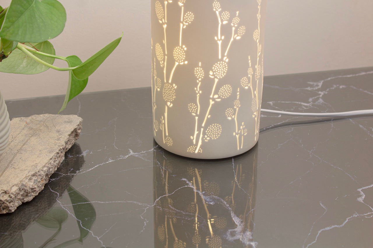 Handmade Blooming Branches Porcelain Column Lamp