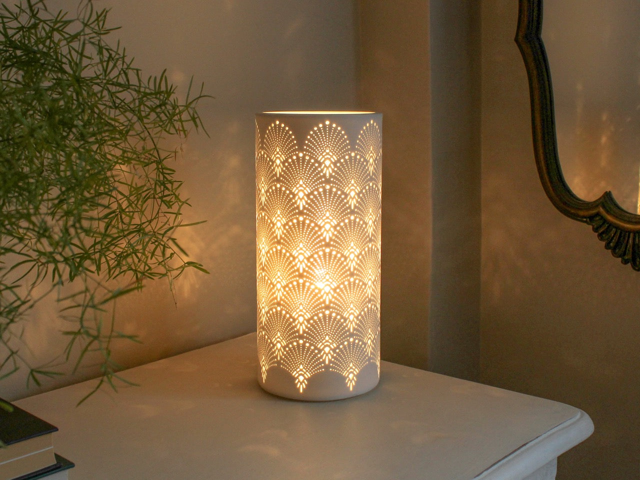 Handmade Peacock Flair Porcelain Column Lamp