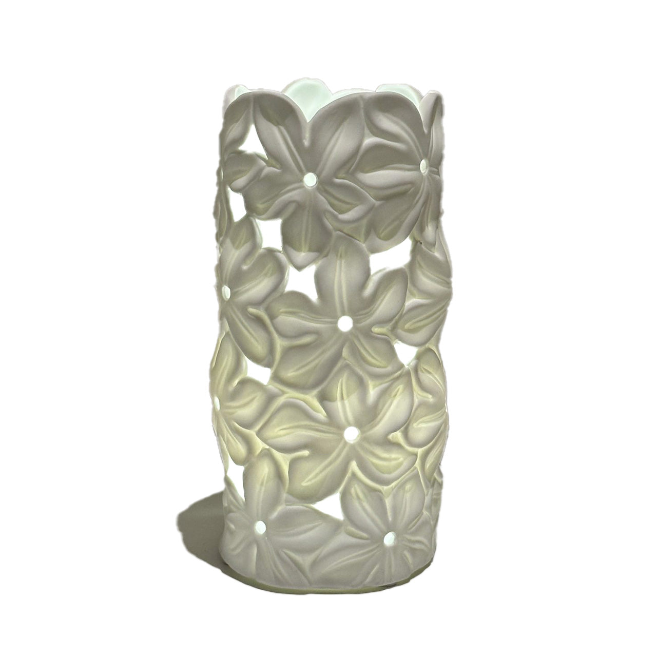 Plumeria 3D Textured Ceramic Touch Lamp – Rechargeable & Dimmable