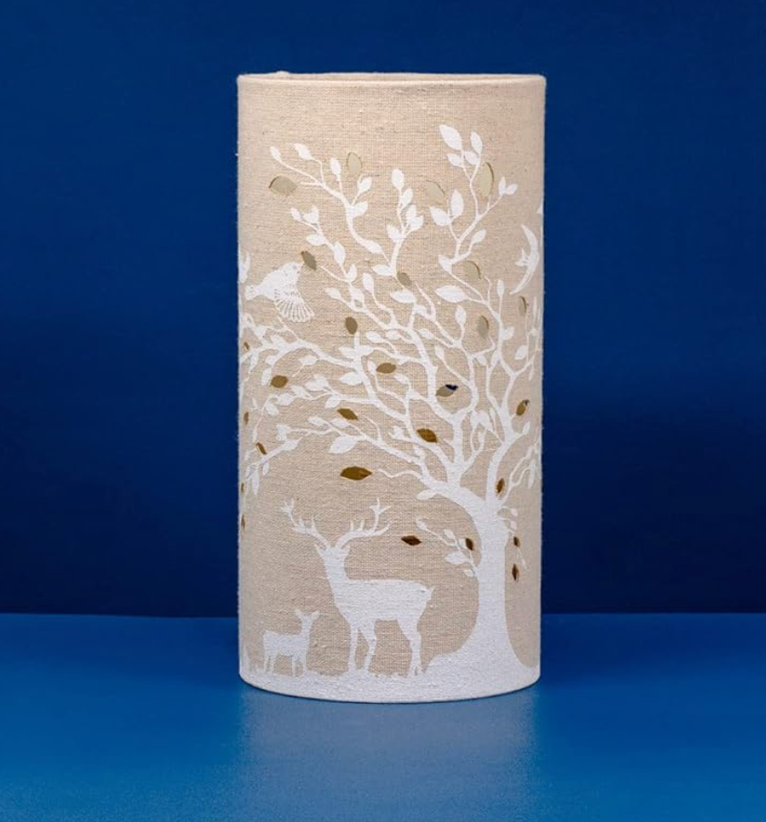 Deer and Birds - Fabric Table Lamp