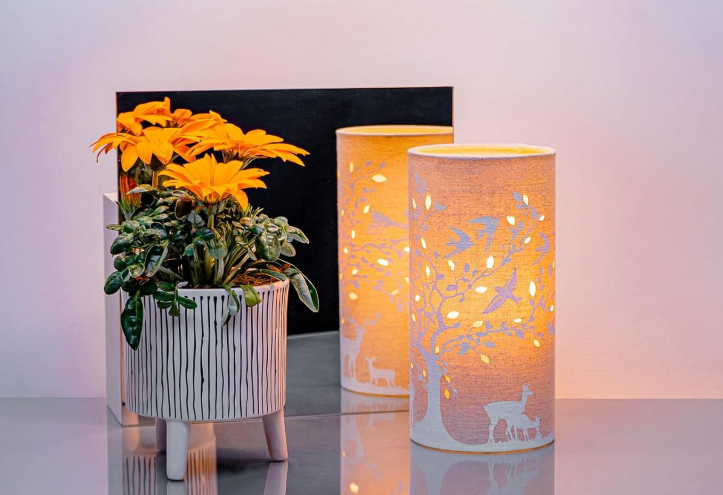 Deer and Birds - Fabric Table Lamp