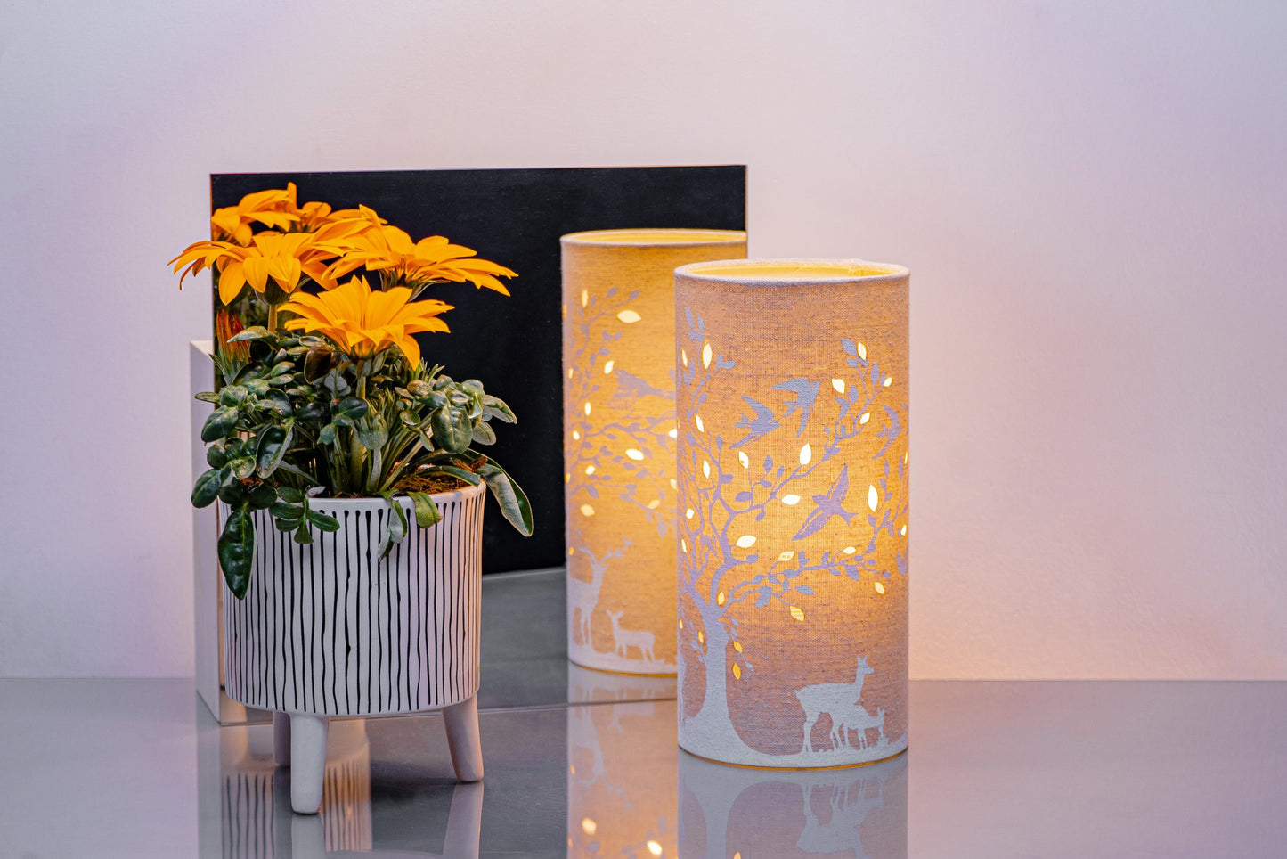 Deer and Birds Fabric Lamp