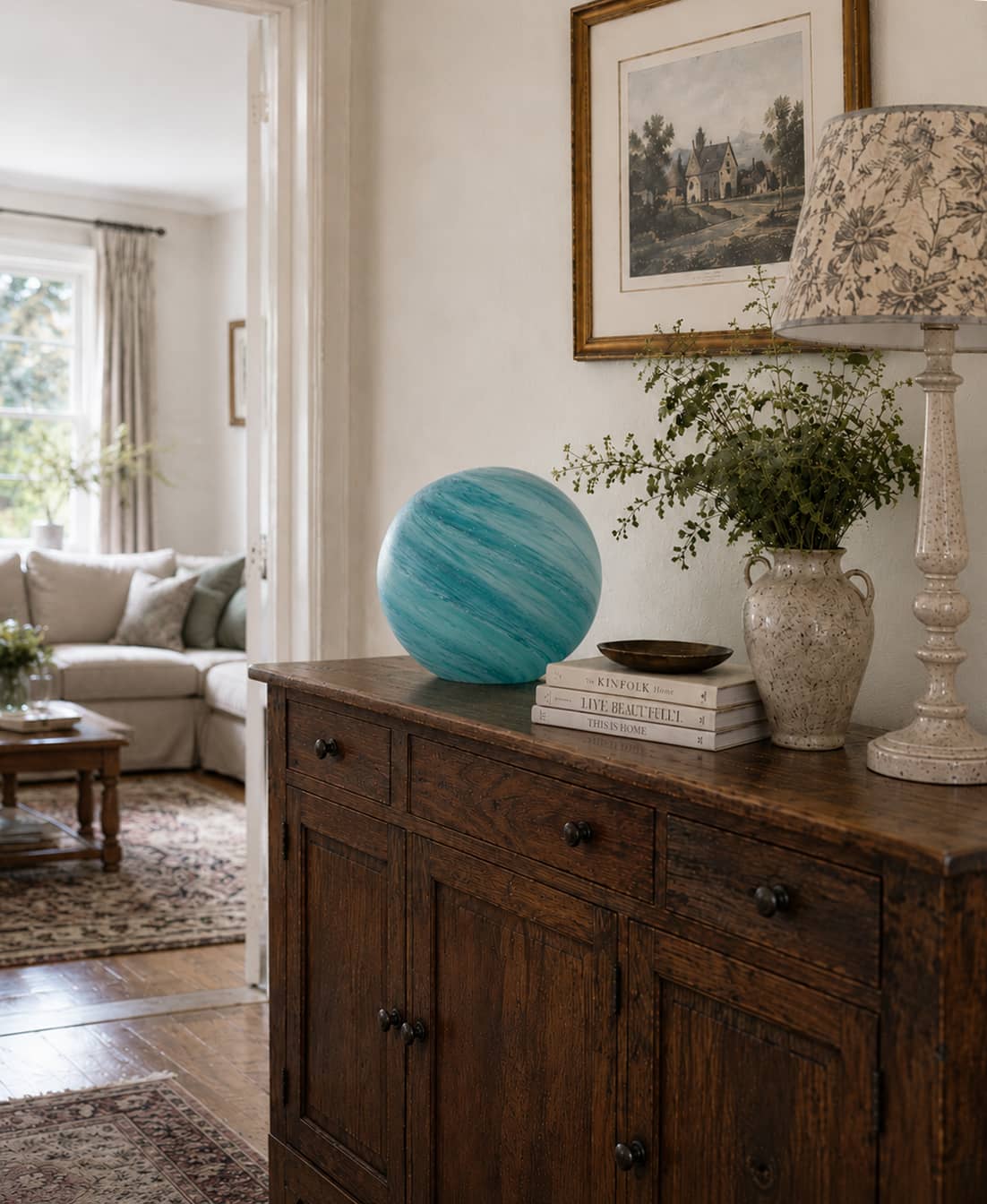Handblown Glass Sphere Lamp 28cm | Colour Changing, Remote & App