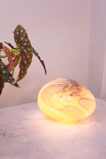 Calacatta- HandBlown Glass Lamp - Pebble