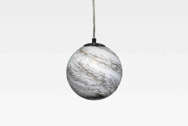 Mercury Swirl Triple Pendant Light – Handblown Glass Shades on Single Ceiling Rose – Bulbs Included