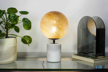 Handblown Glass Lamp with Marble Base
