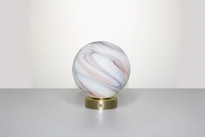 Cordless Rechargeable Chrome based Glass lamp  - Pink Cala