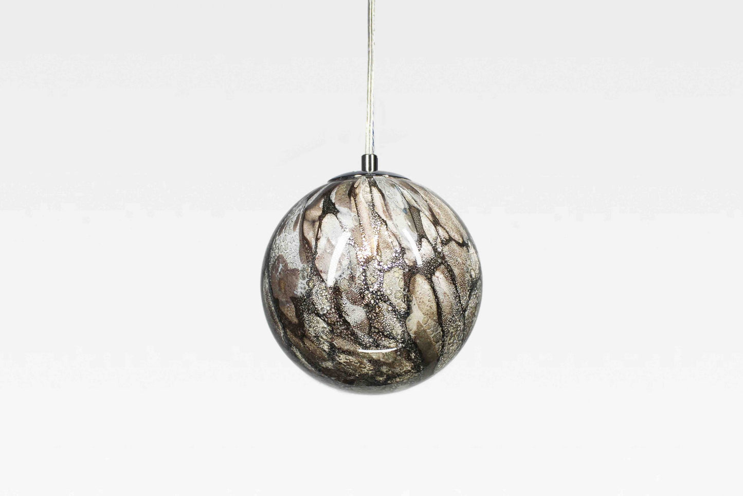 Smoky Quartz - Handblown Glass Pendant Lamp – Adjustable Ceiling Light with Bulb Included