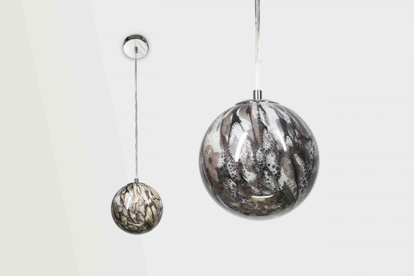 Smoky Quartz - Handblown Glass Pendant Lamp – Adjustable Ceiling Light with Bulb Included