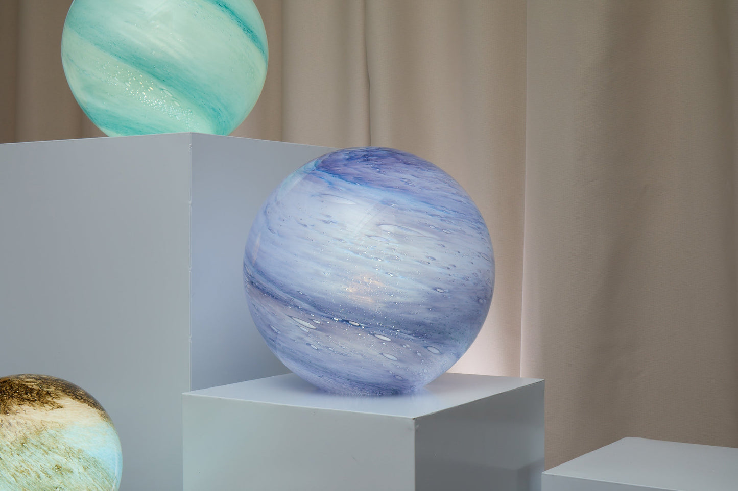 Handblown Glass Sphere Lamp 28cm | Colour Changing, Remote & App