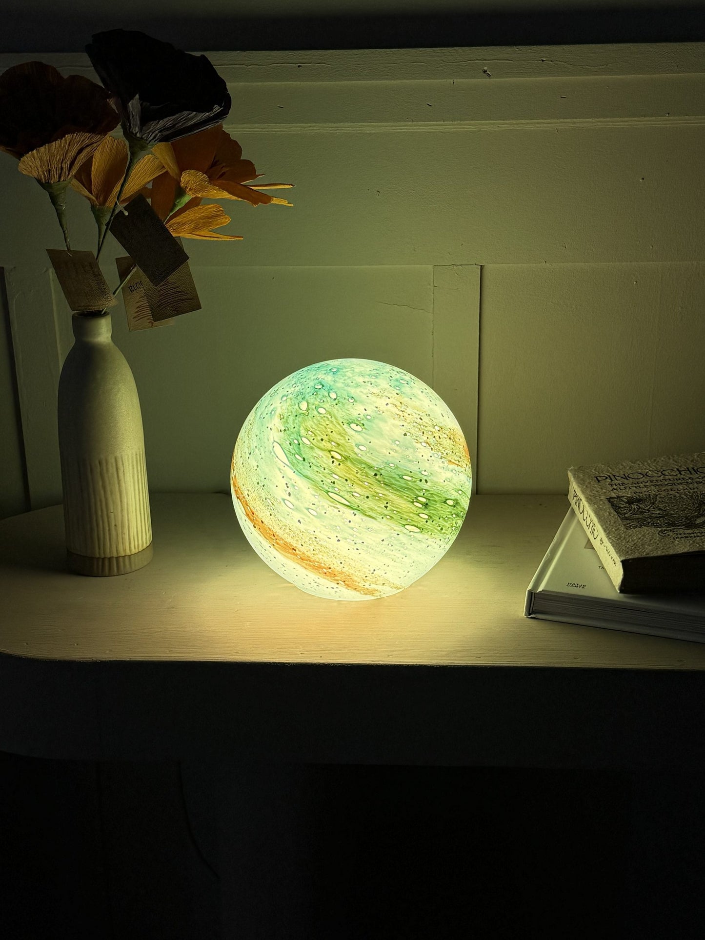Handblown Colour-Changing Glass Sphere Lamp - Small