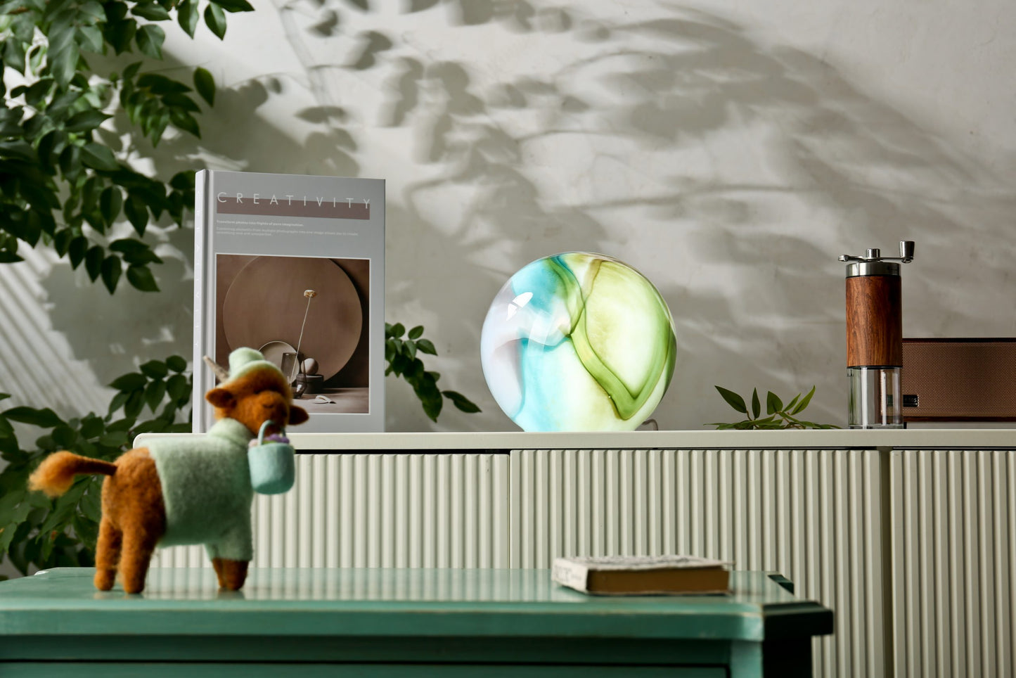 Handblown Colour-Changing Glass Sphere Lamp - Small