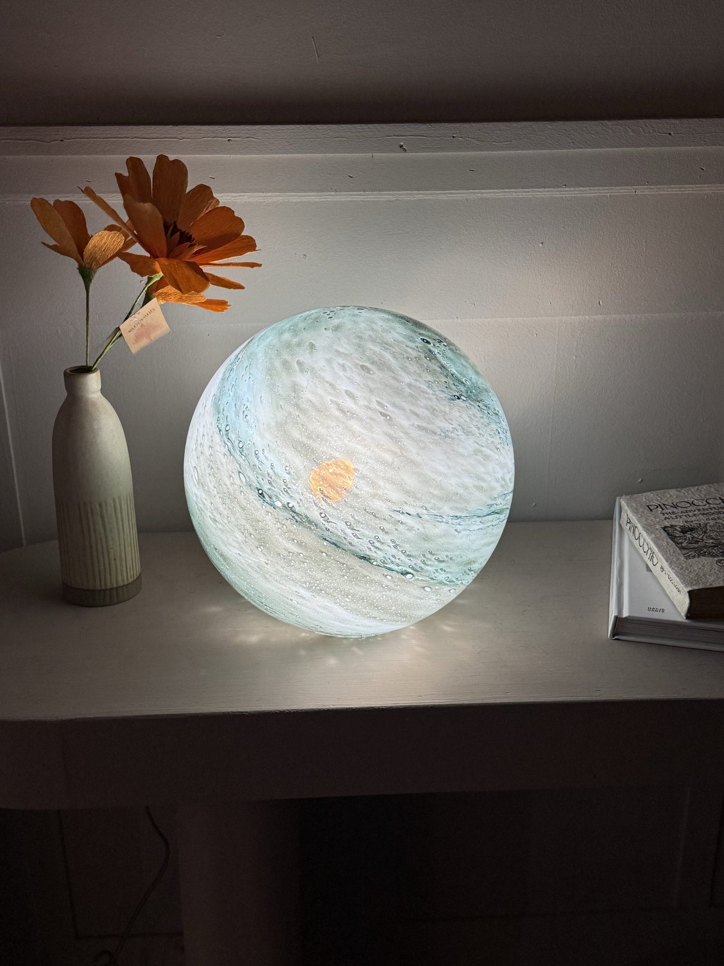 Handblown Colour-Changing Glass Sphere Lamp - Large