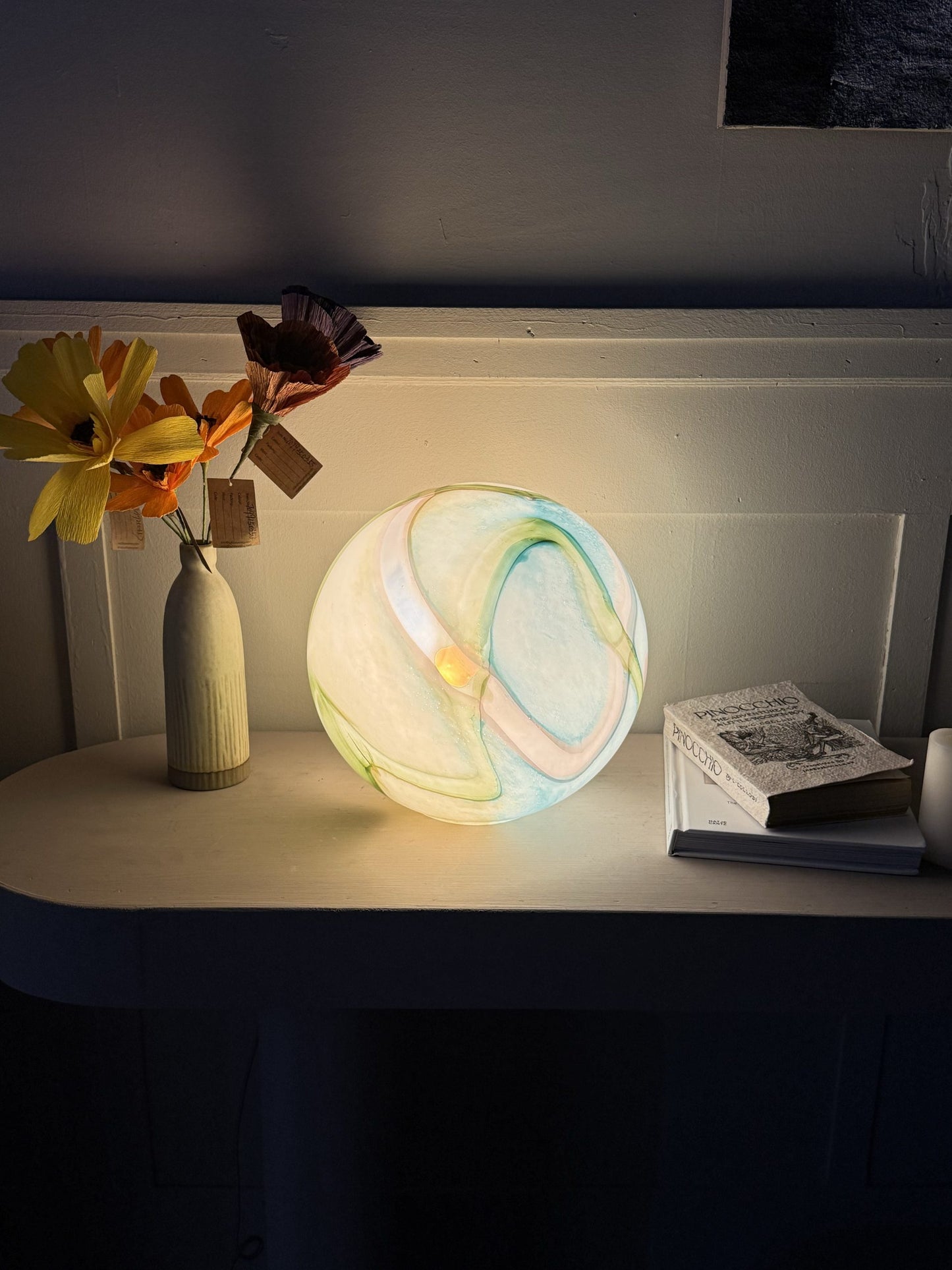 Handblown Colour-Changing Glass Sphere Lamp - Large