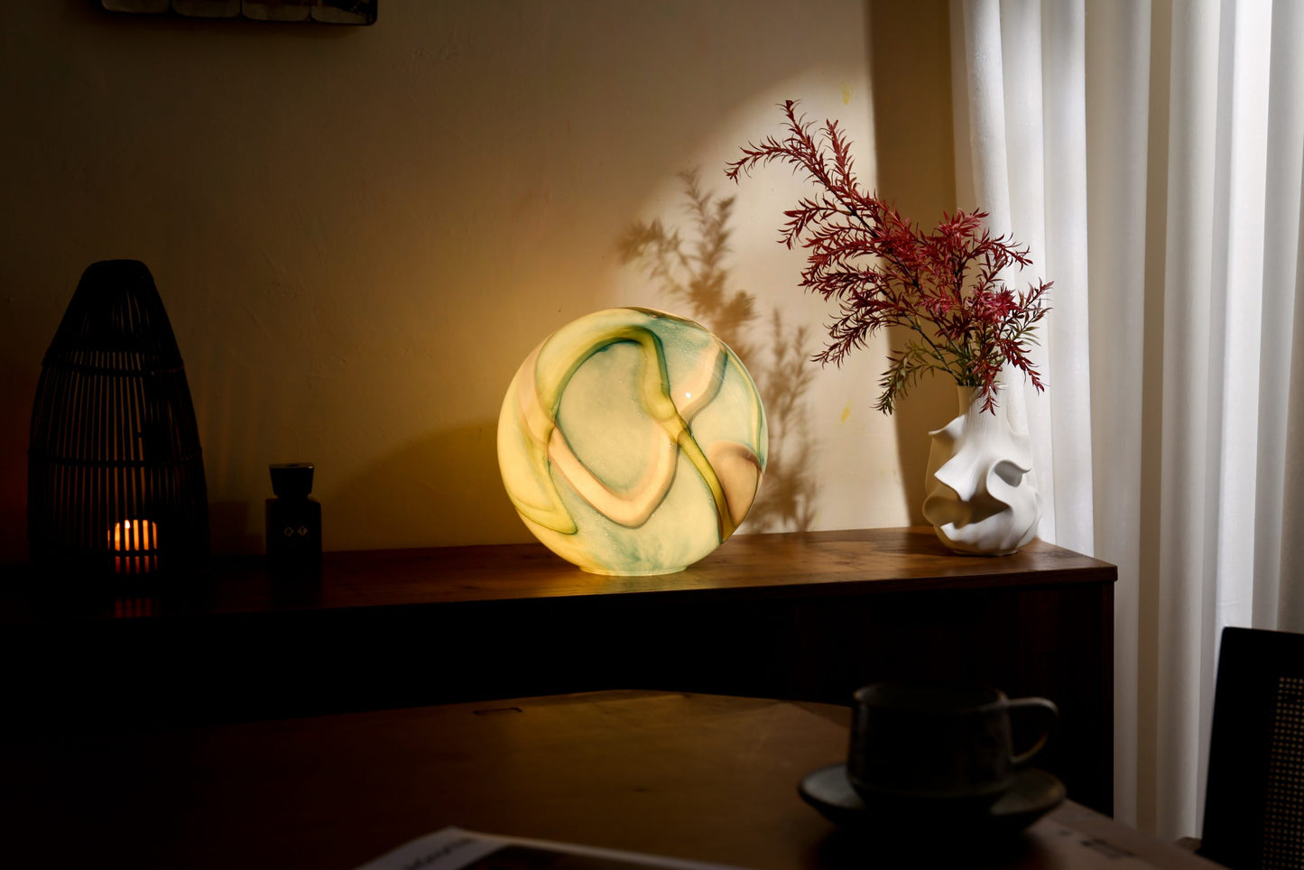 Handblown Colour-Changing Glass Sphere Lamp - Large