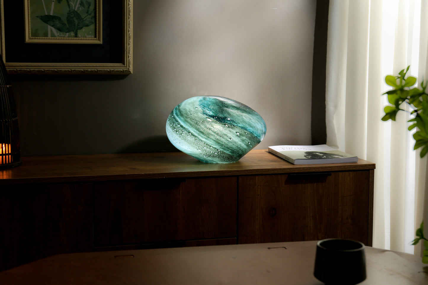 Colour Changing Glass Lamp with Remote — Pebble | Handblown