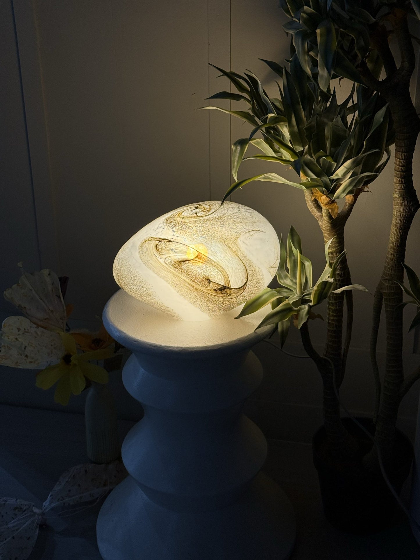 Handblown Colour Changing Glass Lamp - Pebble