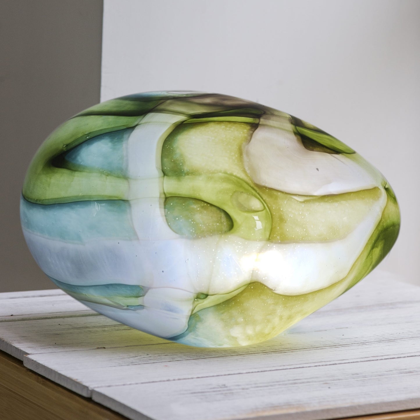 Handblown Colour Changing Glass Lamp - Pebble