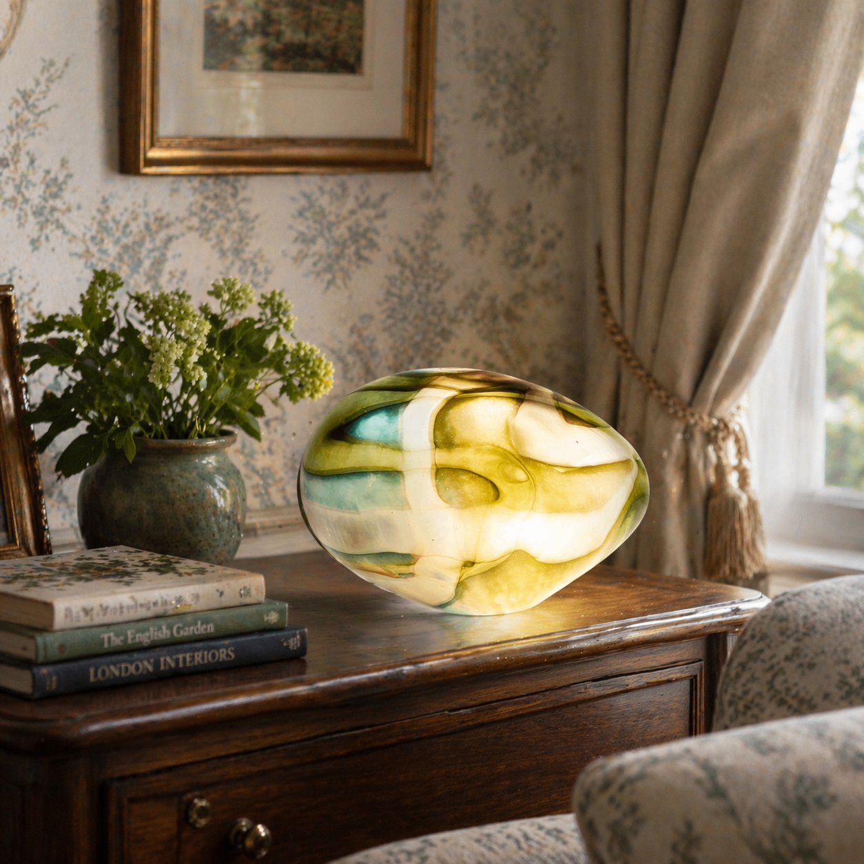 Colour Changing Glass Lamp with Remote — Pebble | Handblown