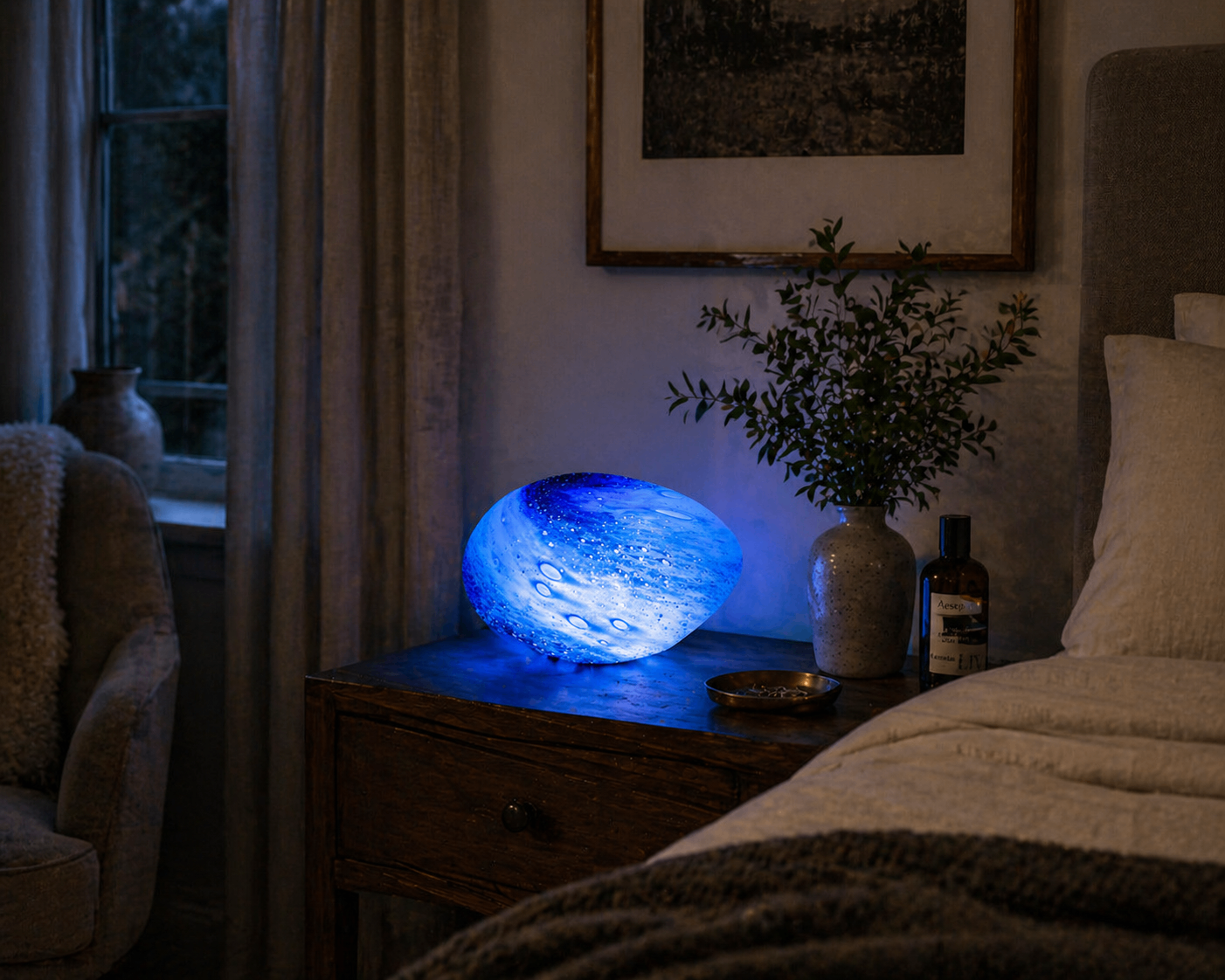 Colour Changing Glass Lamp with Remote — Pebble | Handblown