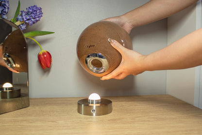 Cordless Rechargeable Chrome based Glass lamp  - Sand & Sea