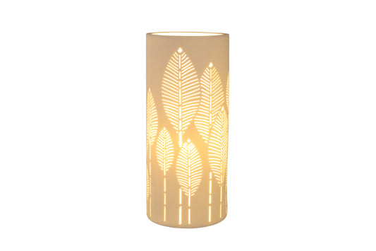 Handmade Botanical Leaves Porcelain Column Lamp