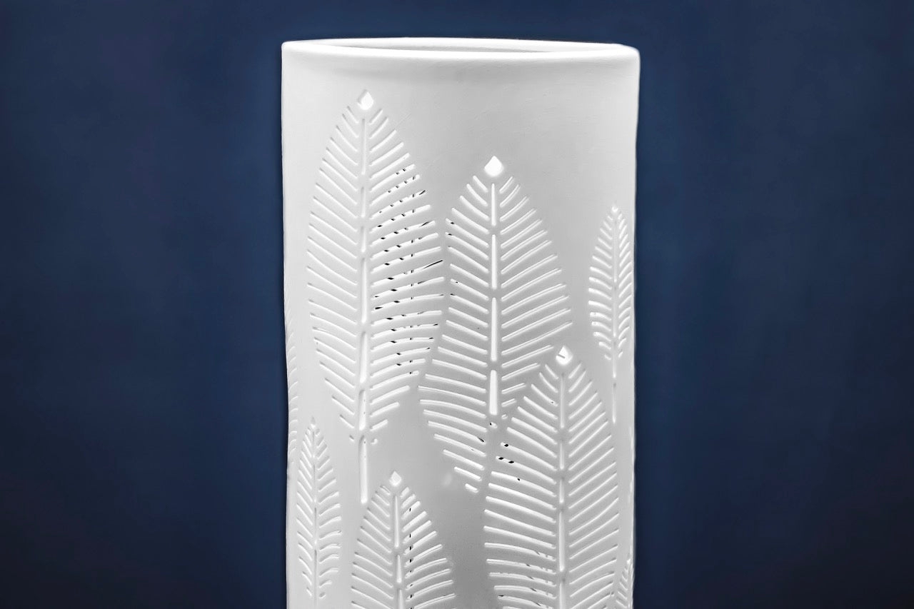 Handmade Botanical Leaves Porcelain Column Lamp