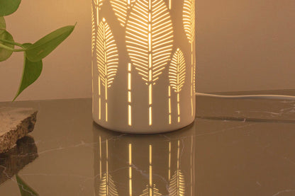 Handmade Botanical Leaves Porcelain Column Lamp