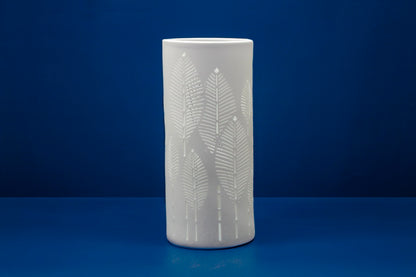 Handmade Botanical Leaves Porcelain Column Lamp