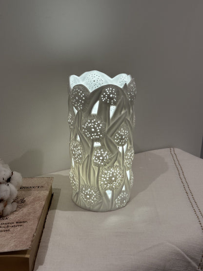 Dandelion 3D Textured Ceramic Touch Lamp – Rechargeable & Dimmable
